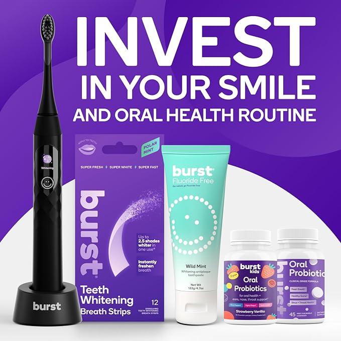 BURST Replacement Heads for Nova Sonic Toothbrush (White) | Super-Soft Bristles Reduce Risk of Abrasion & Irritation | Tapered Ends Reach Below The Gumline | for a Whiter, Brighter Smile