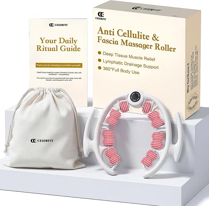 Cellulite Massager Roller for Legs, Thighs and Butt, Manual Anti Cellulite Massage Roller Tool, Deep Tissue Massage for Lymphatic Drainage Massage
