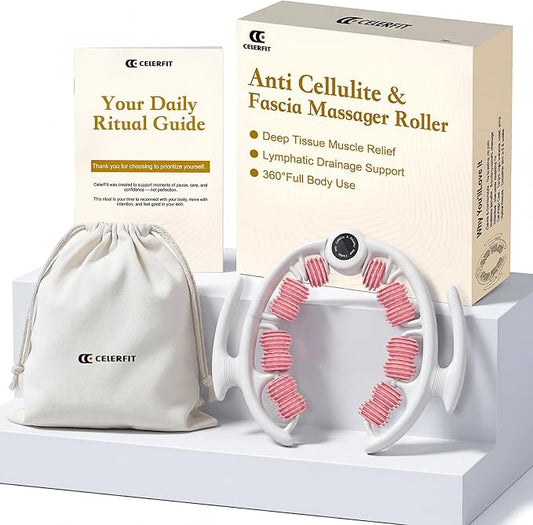 Cellulite Massager Roller for Legs, Thighs and Butt, Manual Anti Cellulite Massage Roller Tool, Deep Tissue Massage for Lymphatic Drainage Massage