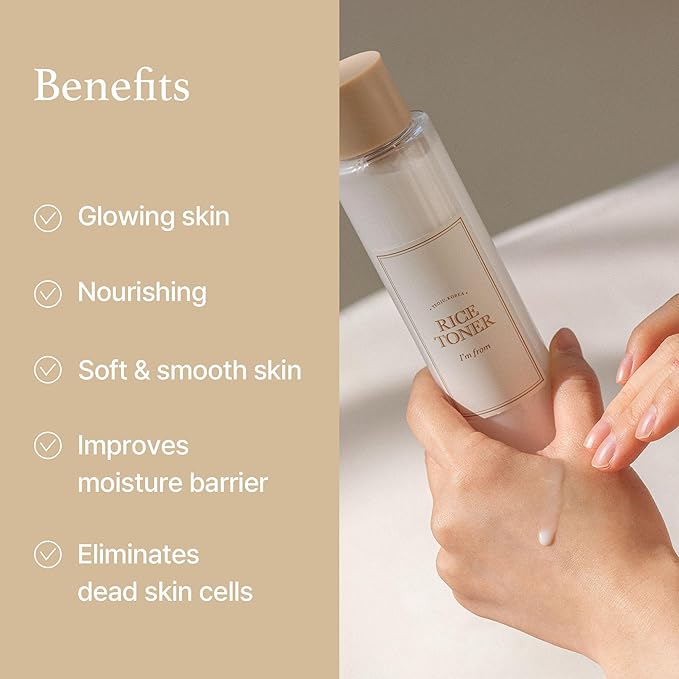 I'm from Rice Toner, Mini Size, Travel Essentials, Hydrating for Dry, Dull, Combination Skin, Vegan, Fragrance Free, Glass Skin, Korean Face Care 1.01 Fl Oz