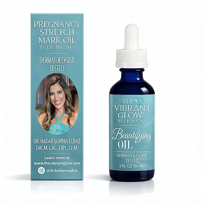 The Vibrant Glow, Pregnancy & Postpartum Oil for Stretch Marks & C-Section Scars, Deep Hydration for Stretching Skin, Doctor-Formulated Pure Oil Blend, Rosehip & Vitamin E, Dermatologist Tested, 2oz