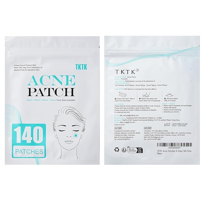 TKTK Pimple Patch Acne Patch, 4 Sizes 420 Patches Acne Absorbing Cover Patch, Hydrocolloid Invisible Acne Patches For Face Zit Patch Acne Dots Tea Tree, Calendula Oil - 3 Pack