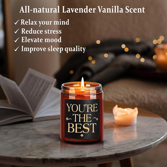 You're The Best Candle - Gifts for Men Dad Husband Boyfriend - Birthday Gifts for Women Sister Daughter Mom - Thank You Candle for Friends Coworker - Natural Soy Wax Scented Candle for Home