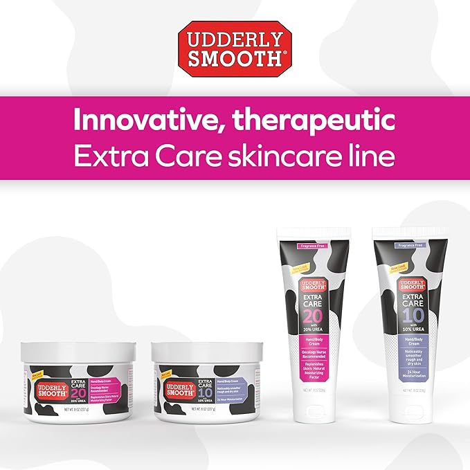Udderly Smooth Extra Care Hand, Body & Foot Cream with 20% Urea, Daily Moisturizer to Restore Dry or Irritated Skin, Dermatologist Tested, 8 Oz