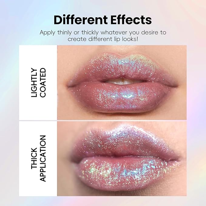 Blue Green Glitter Lip Gloss Liquid Lipstick, Moisturizing Holographic Multichrome Shimmer Tinted Lips Stain Oil Diamond Metallic Lip Gloss, Long Lasting High-Shine Glimmer Lips Makeup05