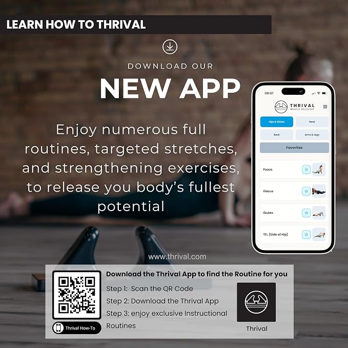 Thrival Ballhead - Fully Adjustable Psoas Muscle Release Tool with Thrival App for Hip Flexor, Glute, Iliacus, and Neck Pain - Lower Back Pain Relief, Trigger Point & Myofascial Release - Carbon Black