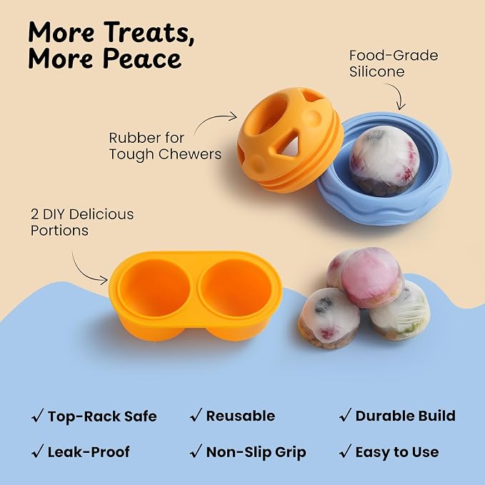 Nocciola Enrichment Dog Licking Toy Set, Frozen Treat Molds & Interactive Feeder for Large Dogs, Freezable Rubber Dog Lick Bowl Long-Lasting to Keep Them Busy, Engagement & Anxiety Relief