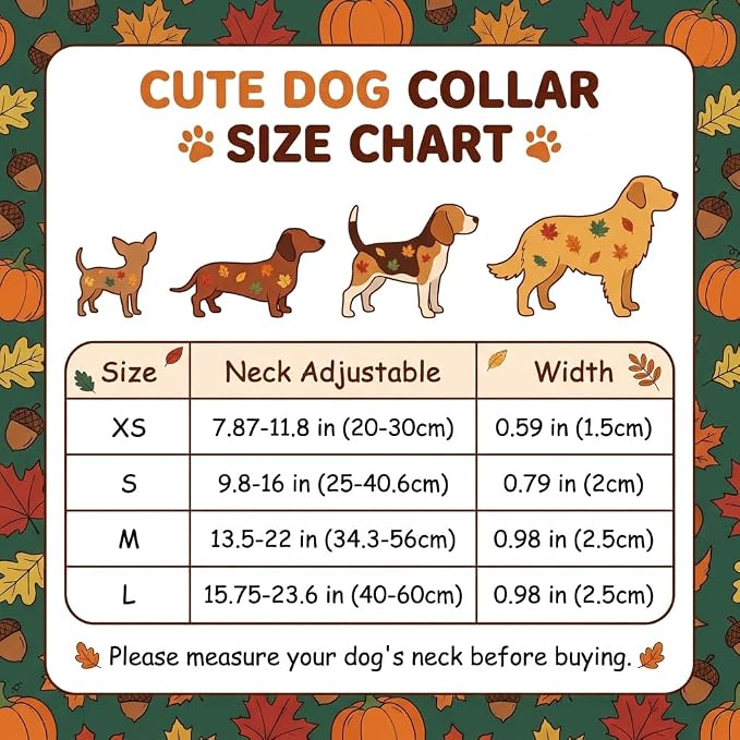 Fall Dog Collar, Puppy Collar for Extra Small Breeds, XS