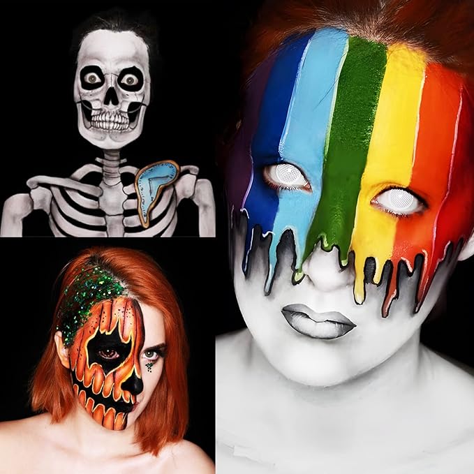 Kraze FX Basic Party Professional Face Paint Palette (12 x 10 gm) - Water Activated, Hypoallergenic, Safe, Non Toxic Body Paint Makeup Cosplay SFX Halloween Face Painting Kit for Kids Adults