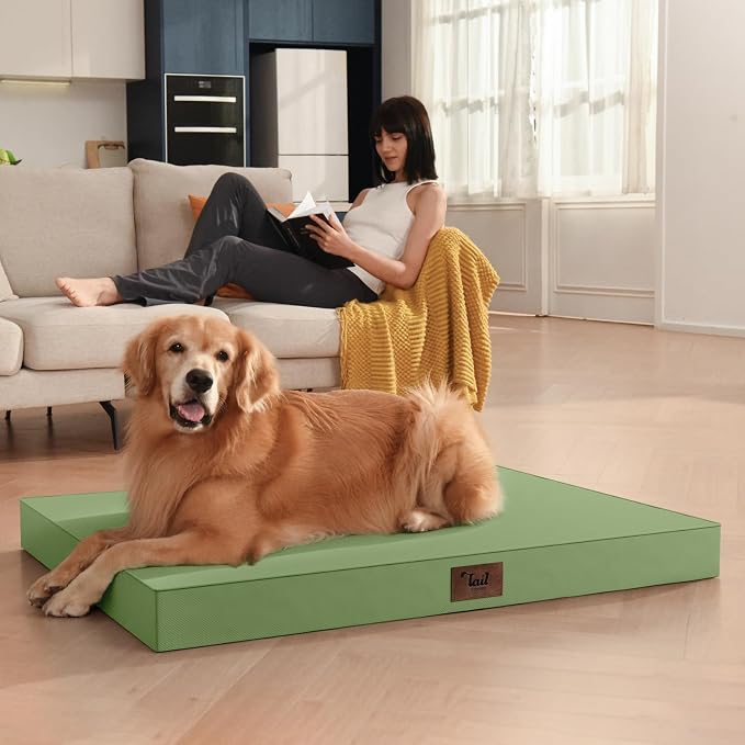 Large Waterproof Orthopedic Dog Bed with Egg Crate Foam | Fits 42x28 Crates, TPU Waterproof Layer, 1680D Washable Oxford Cover, Portable Handle, Indoor & Outdoor Use, Up to 80 lbs