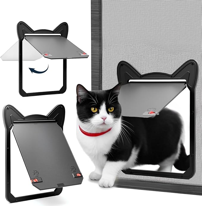 AuraSphere Pet Screen Door Magnetic Lock for Small Dogs and Cats | Size XL (11.1x8.94in). For Screen Doors. Easy DIY Install. Durable, Scratch-Resistant. Safety Latch for Pets.