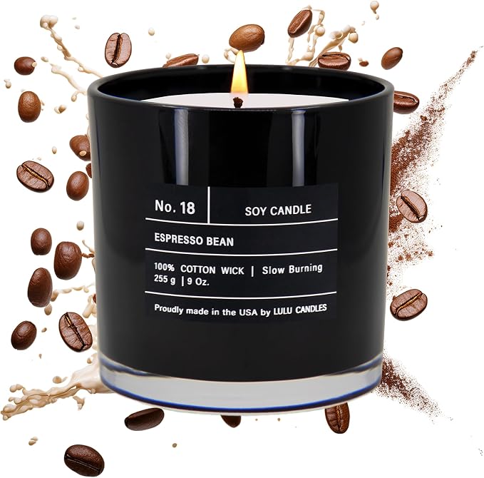 Lulu Candles | Espresso Bean | Luxury Scented Soy Jar Candle | Hand Poured in The USA | Highly Scented & Long Lasting (9 Oz.)
