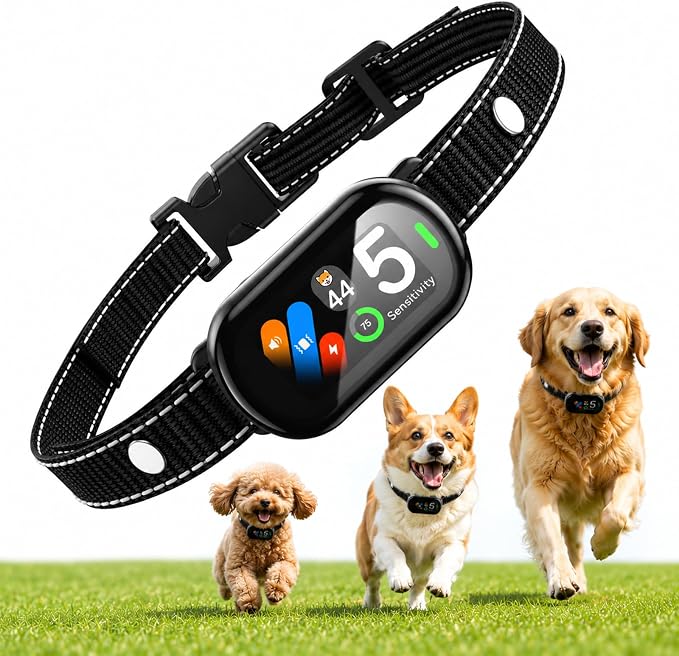 Dog Bark Collar with AI Bark Recognition, Smart Anti Bark Collar for Small Medium Large Dogs, Rechargeable Dog Training Collar with False Trigger Protection, Adjustable Sensitivity, Waterproof