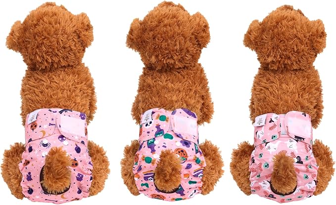 CuteBone Dog Diapers Female Washable Small Medium Large 3 Pack Reusable Doggie Diapers Puppy Period Pants for Doggy Heat Cycle Peeing