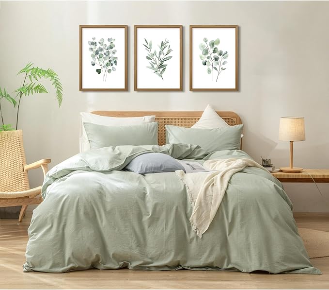 Botanical Wall Art Sage Green Canvas Wall Decor Eucalyptus Art Watercolor Plant Pictures Green Botanical Prints Minimalist Leaf Painting Set of 3 for Bathroom Living Room 16x24 Inch Wood Framed