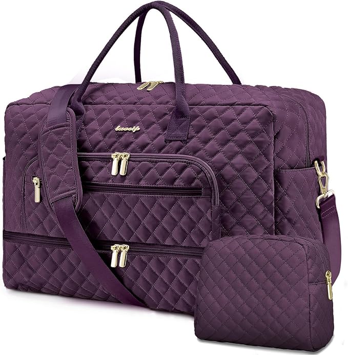 Travel Duffle Bag Weekender for Women - 38L Carry-On Overnight Personal Item Bag with Shoe Compartment & Wet Pocket Weekend Tote Bags with Toiletry Hospital Bags for Labor and Delivery