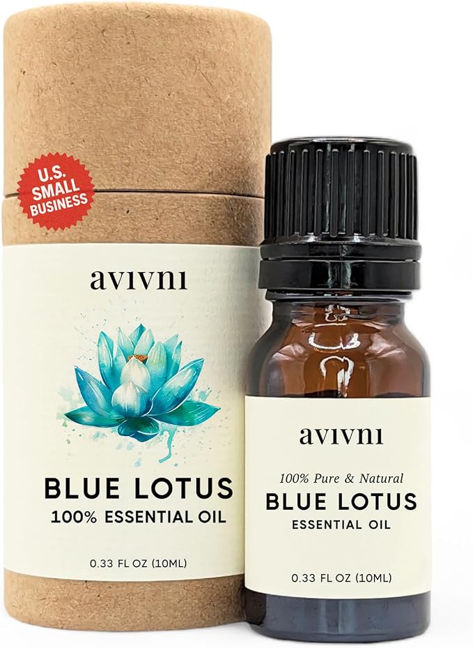 Avivni Blue Lotus Essential Oil - 100% Pure & Organic, Undiluted for Aromatherapy, Hair, Skin, Diffuser, Nymphaea caerulea (0.33oz - 10ml)