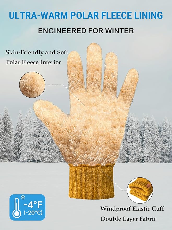 JIZCTBN Winter Thermal Gloves for Men Women - Upgraded Touch Screen Warm Fleece Lining Gloves for Running, Cold Weather