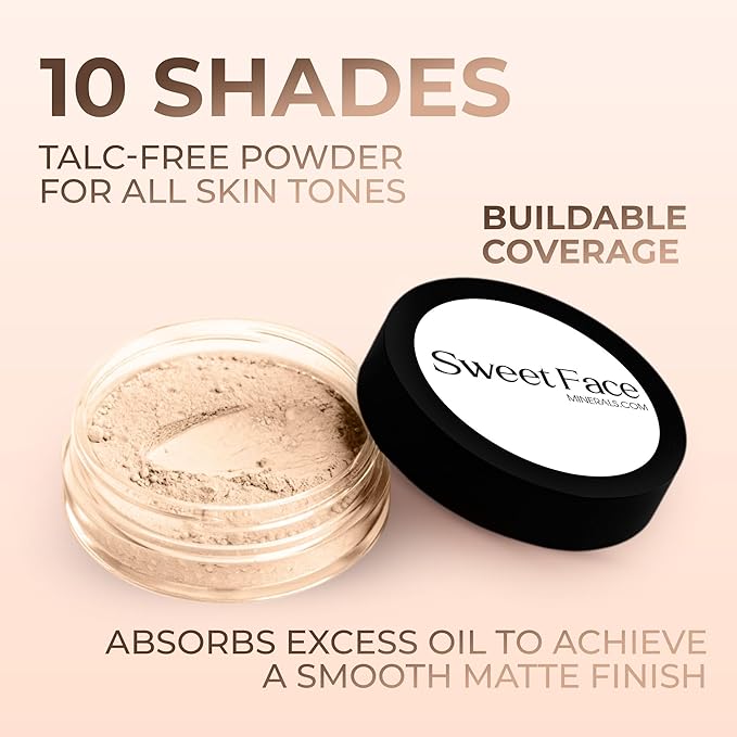 FAIR 1 FOUNDATION (30g Full Size Sifter Jar) – Loose Mineral Makeup Powder – Smooth Matte Finish, Buildable Natural Coverage – Sweet Face Minerals SPF 30