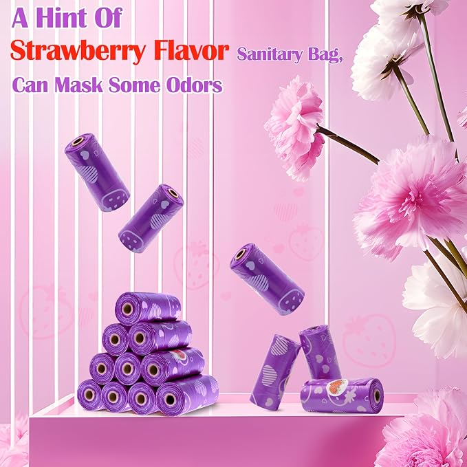 Luxiv 150Pcs Sanitary Napkin Disposal Bags, Pink Disposable Sanitary Bag Personal Care Disposal for Tampons Trash Bag, Disposable Mini Bags for Women Privacy Handling Bag Diaper Sack (Purple)