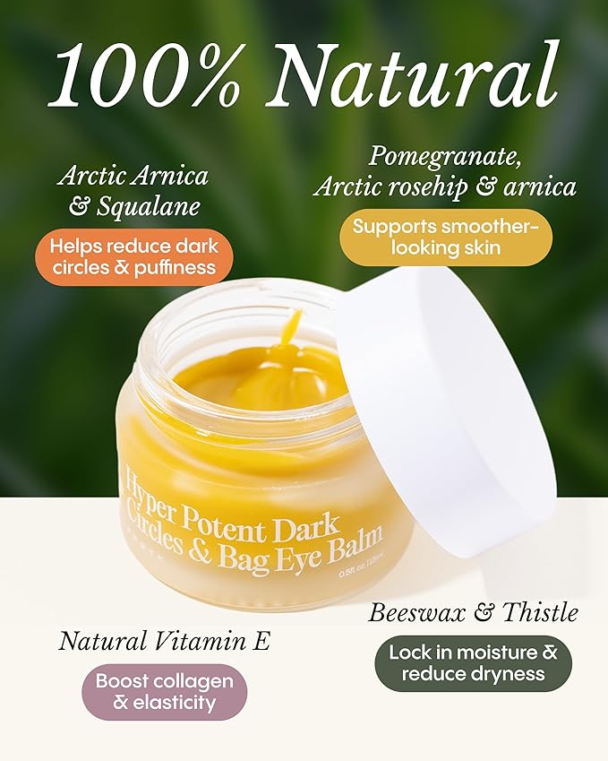 FRØYA Organics Hyper Potent Dark Circles & Eye Bag Balm | Nourishing Formula with Arctic Arnica, Pomegranate & Rosehip | Water-Free Beeswax Treatment for Smoother, Refreshed Eyes | 15ml