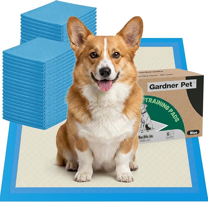 Gardner Pet Ultra Absorbent Thicker Dog Pee Pads Rugular 21.7"x21.7" Leak-Proof Odor-Control Small Blue Puppy Training Pads Full Edge-Wrapping Pad for Dogs Dogs, Puppies, Doggie, Cats, Rabbits - 50 Ct