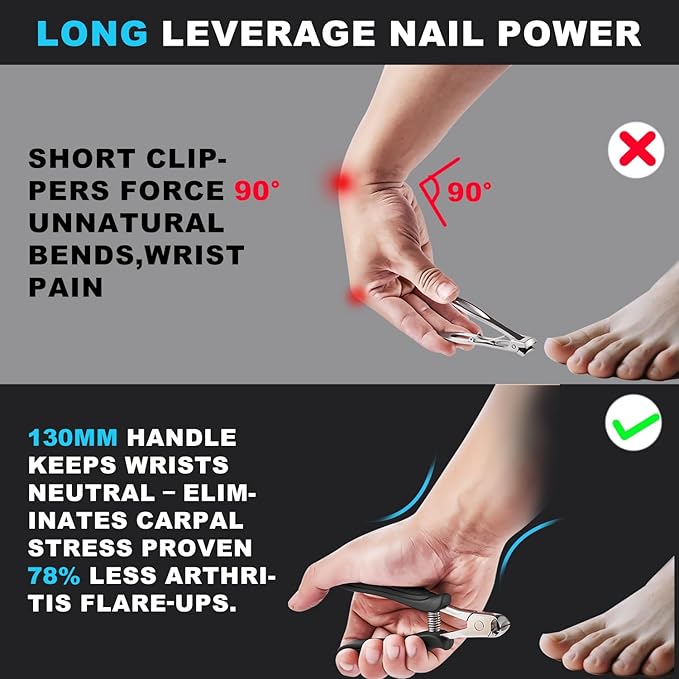 Wanmat Toenail Clippers, Professional Thick & Ingrown Nail Clippers for Men, Pedicure Clippers Toenail Cutter, Upgraded Toe Nail Clippers with Catcher and Non-Slip Handle