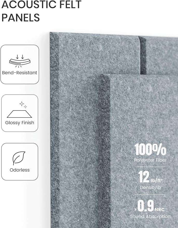 Fluxynara 48" x 36" Large Felt Bulletin Board, Blue Gray | 12 Pack Cork Board Alternative with 60 Safe Adhesive Tabs, Pin Boards for Wall Decor, Home, Office, Classroom,Dorm