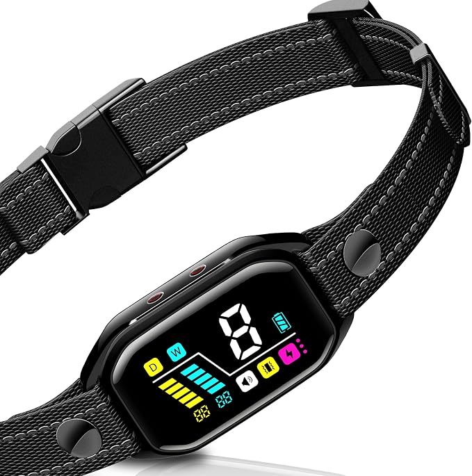 [2025 New Tech] Smart Bark Collar with Bark Tracking for Large Medium Small Dogs 8-130lbs, Rechargeable Anti Barking Training Collar with 9 Adjustable Sensitivity & 4 Shock Levels