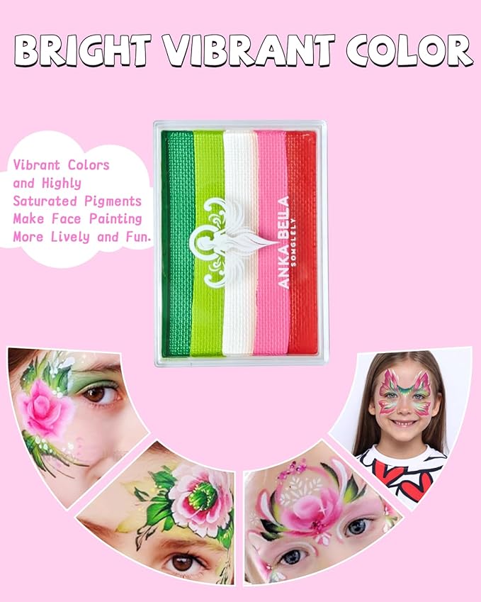 Anka Bella Professional Water Activated Rainbow Cake Face Paint（Spring Bloom）50gm,Hypoallergenic, Non-Toxic,Face Body Painting Makeup