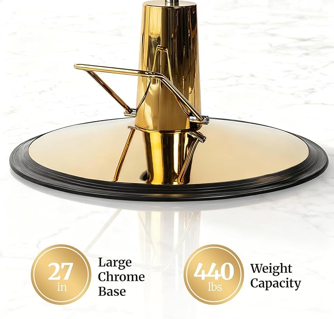 Winado Heavy Duty Vintage Barber Chair, Hydraulic Reclining Salon Chairs for Hair Stylist with Footrest & Headrest, 360° Swivel All Purpose Chair Salon Beauty Spa Shampoo Equipment, Black & Gold