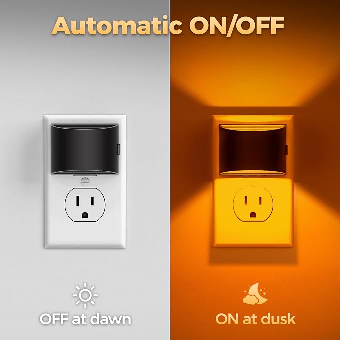 Night Light, Night Lights Plug into Wall, Adjustable, Amber | 3 Level Brightness Adjustable Night Light, Dusk to Dawn Sensor, Nightlights for Adults, Bedroom, Bathroom, Hallway, 2 packs