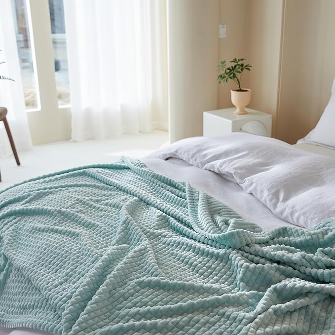 Simple&Opulence Mint Green Throw Blanket for Couch-Super Soft Fluffy Blankets for Women 50x70 Inches Cozy Lightweight Fleece Blanket for Home Decor
