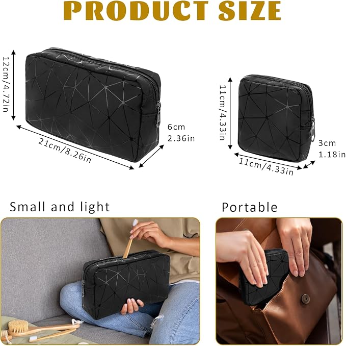 Period Bags, Tampon Holder for Purse, Waterproof Portable Leather Period Pouch, Sanitary Napkin Storage Bag, Black Makeup Bag Set, Pad Pouches for Period