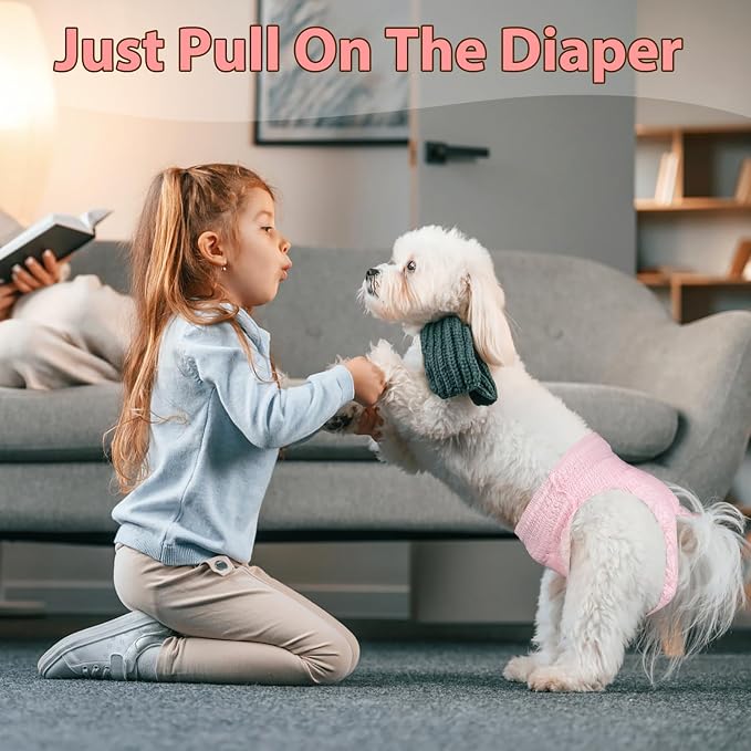 Ambreview Disposable Dog Diapers Female, Just Pull It Up, S 100 PCS | Doggie Diapers for Female Dogs • Strong Absorbency • Leak-Proof Protection • Ideal for Dogs in Heat, Senior & Disabled Dogs