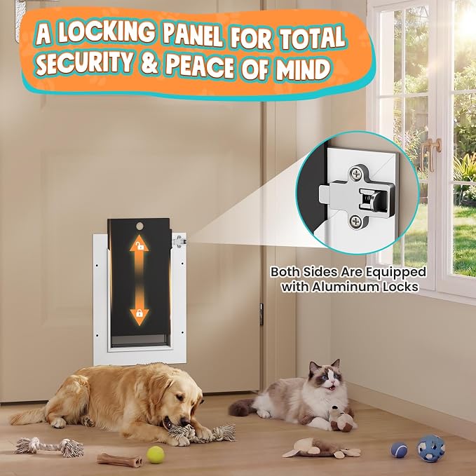 3-Flaps Aluminum Cat Door Interior Door, Pets Up to 22 lb
