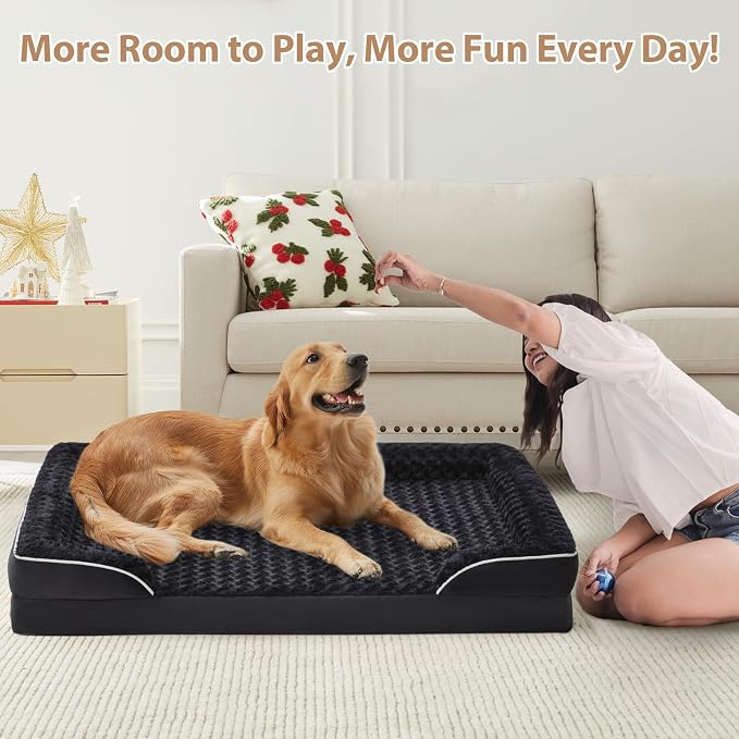 WNPETHOME Orthopedic Washable Dog Bed Large for Senior Dog Cozy Sleep | Waterproof Big Soft Dog Couch Sofa Bed for Dogs Relax with Removable Cover Supportive Comfort Pet Bed Black 36x27 Inch