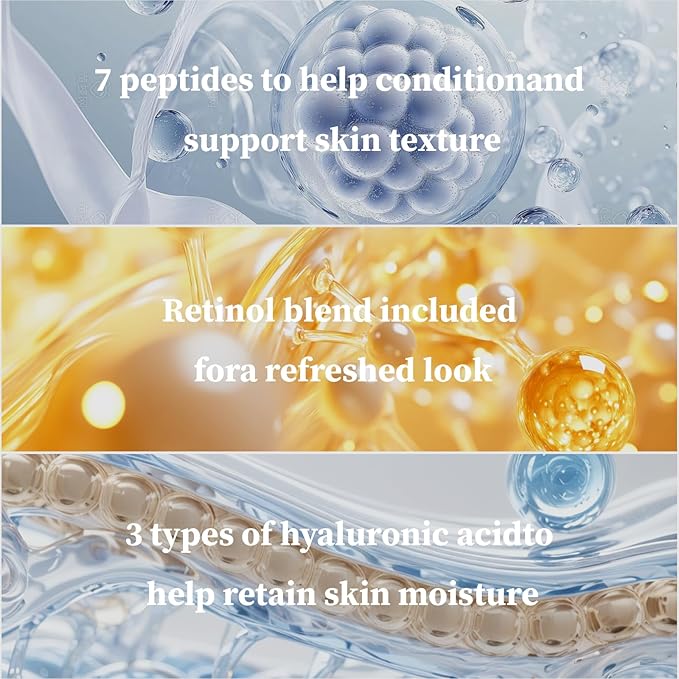 MEDB Retinol Eye Cream for Dark Circles & Wrinkles, Eye Cream Anti-Aging Under Eye Treatment with 7 Peptides & 3 Hyaluronic Acid for Hydration and Elasticity, Includes 360°Massage Roller, 30ml