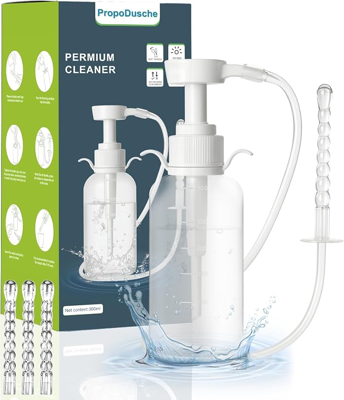 Douche for Women Enema Kit - Reusable Vaginal Cleansing Douche Bottle with 3 Nozzles (330ML), Anti-Backflow Design for Feminine Personal Care, Includes Enema Tube for Easy Use