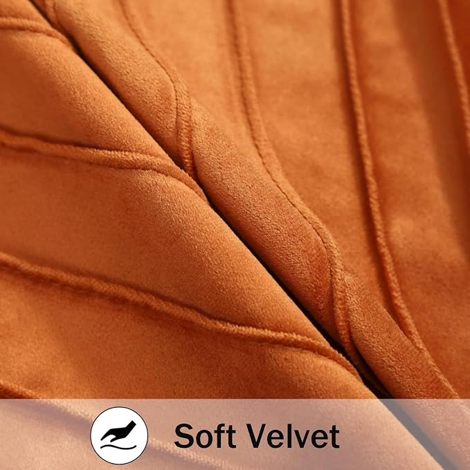 Velvet Throw Pillow Covers 16x16 Pack of 2 Gold Decor Burnt Orange | Soft Solid Pillow Covers,Modern Luxury Home Decor,Halloween Fall Decor,Hidden Zipper,Ideal Gift,Easy Care
