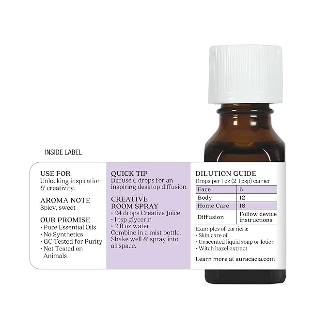 Aura Cacia Essential Solutions Oil Blend, Creative Juice, 0.5 Fluid Ounce