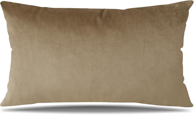 Artscope Luxury Velvet Pillow Covers Decorative Rectangle Pillowcases Soft Solid Cushion Cases for Couch Sofa Bedroom Car Decor 16x24 Inch Golden Brown