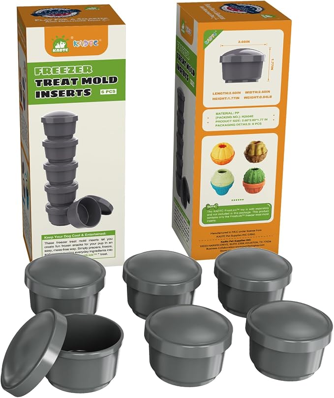 KADTC 6-Pack Freezer Treat Cups with Lid for 3-in-1 FrostLick Dog Lick Ball