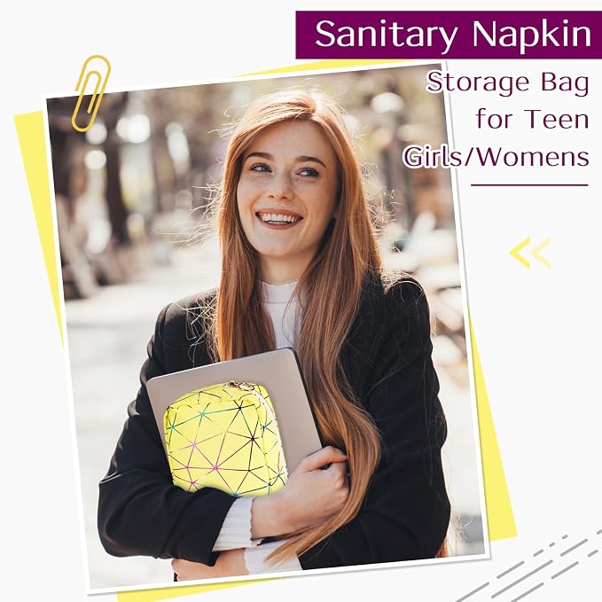 Likesing Period Bag for Tampon, Leather Sanitary Napkin Storage Bag for Girls Womens, Portable Sanitary Napkin Period Pad Pouch for Purse, Small Make Up Bags(Colorful Purple)