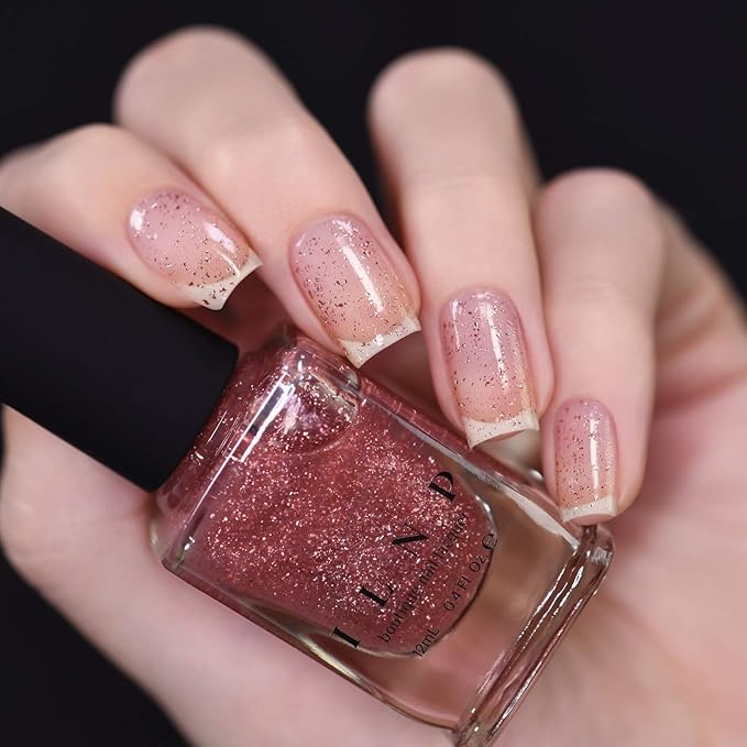 ILNP Empress - Sea Pink Metallic Nail Polish Topper, Rosy Flakes, Chip Resistant, Non-Toxic, Vegan, Cruelty Free