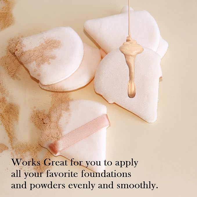 Powder Puff Daubigny 6 PCS Powder Puff Makeup Puff Face Soft Triangle Powder Puffs for Loose Powder Mineral Powder Body Powder Velour Cosmetic FaclaI Sponges for Applying Makeup Tools(Nude)