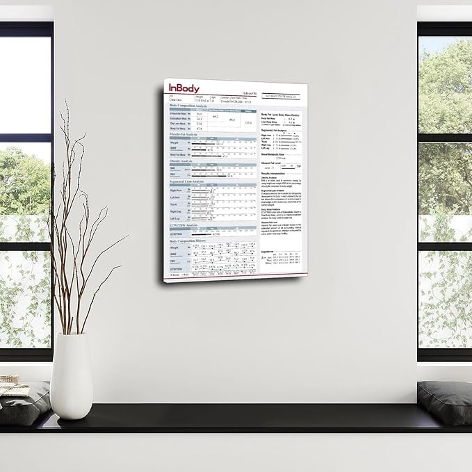 InBody1 Poster Body Composition Analysis Guide, Muscle Mass, Body Fat, BMI, Visceral Fat Level, Basal Metabolic Rate Canvas for Living Room Bedroom Decor 12x18inch(30x45cm) Frame-style