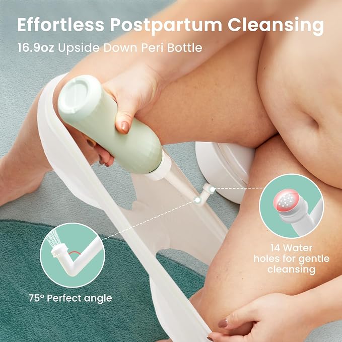 Grownsy 16pc Postpartum Essentials Recovery Kit | Postpartum Kit for Mom & Baby | Includes 4 Disposable Underwear, 2 Ice Packs, Peri Bottle, Perineal Spray, 28 Cooling Pad Liners