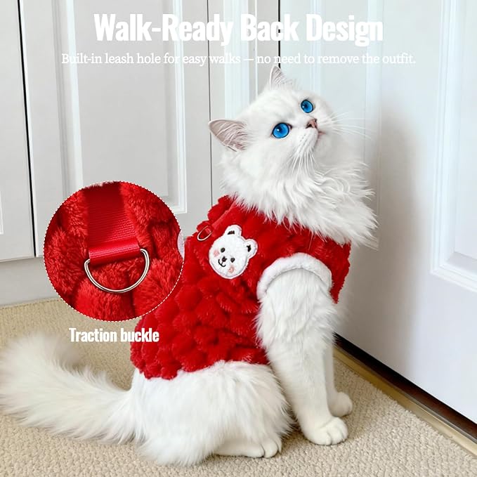 Dog Sweater for Small Dogs Puppy Cats Winter Warm Soft Pet Clothes Pullover Cute Extra Small Dog Apparel, Cat Sweaters for Cats Only Fit Chihuahua Yorkie(Red, S)