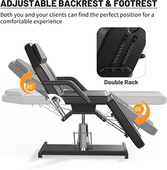 Hydraulic Tattoo Chair for Client with Stool Facial Chairs for Esthetician Bed Adjustable Facial Bed Spa Chair Massage Table